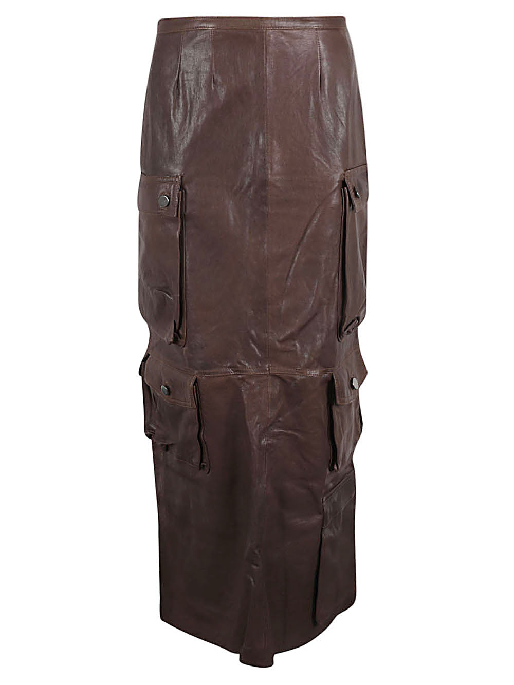 Fermas.Club Leather cargo long skirt