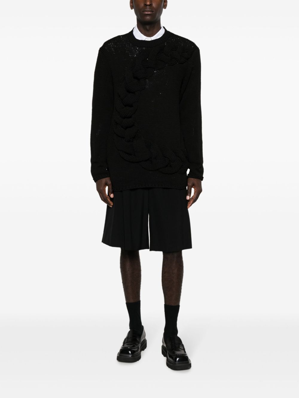 Homme Plus Cable-knit crewneck sweater