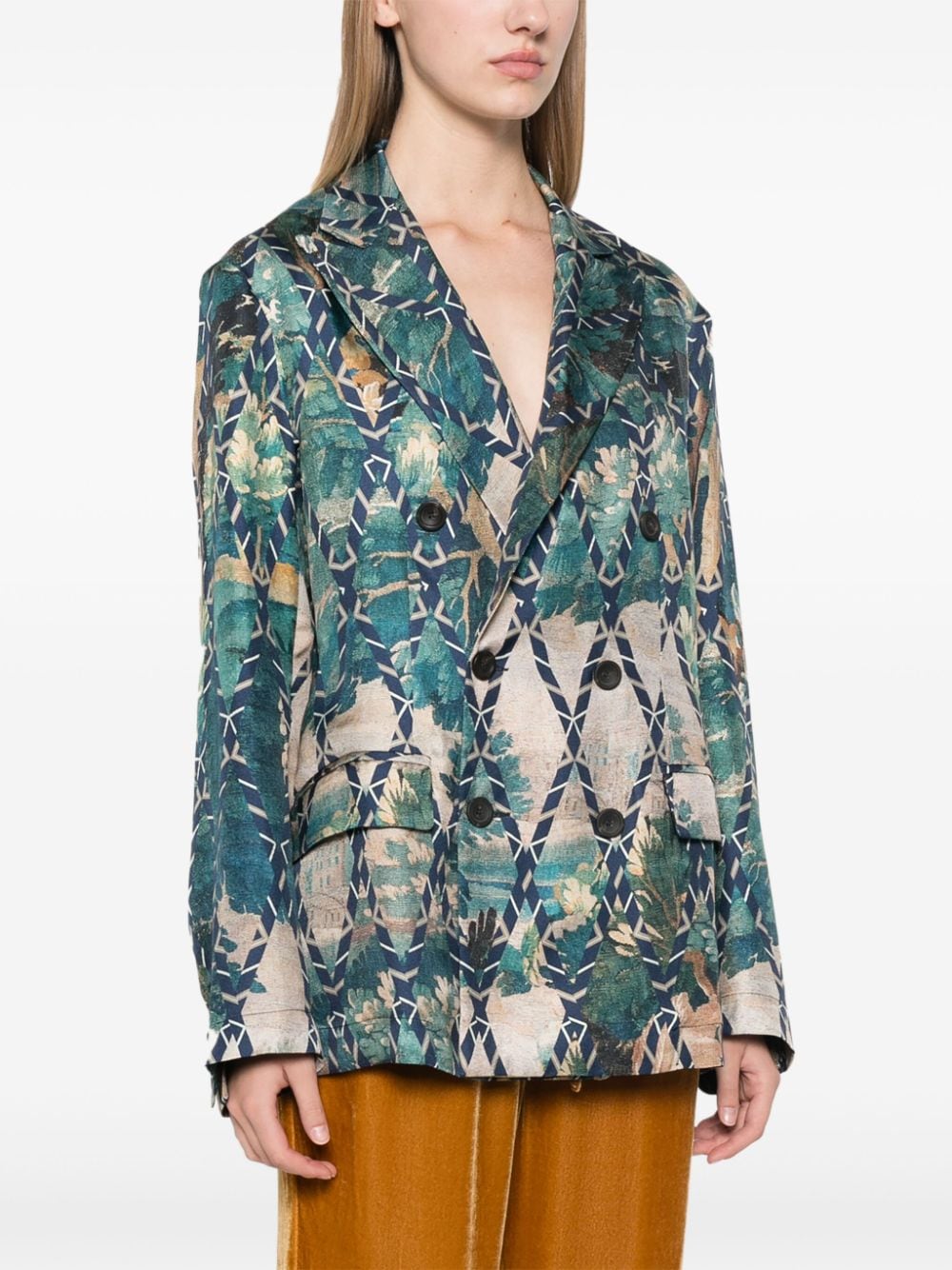 Pierre Louis Mascia English rear vents straight hem Printed silk jacket