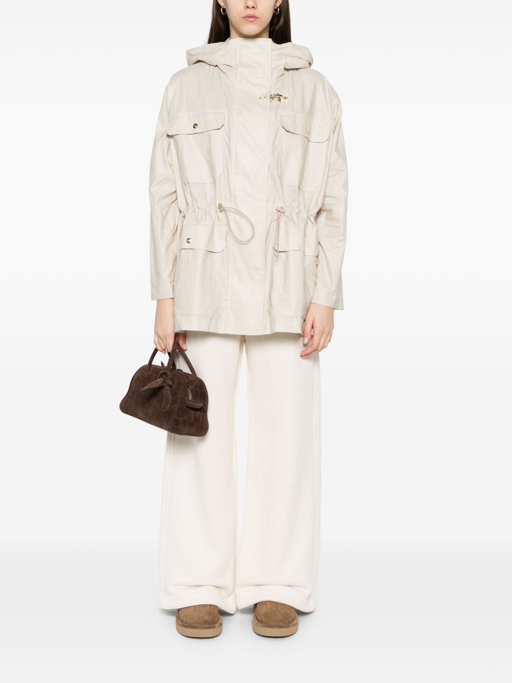 Fay Linen and cotton blend parka coat