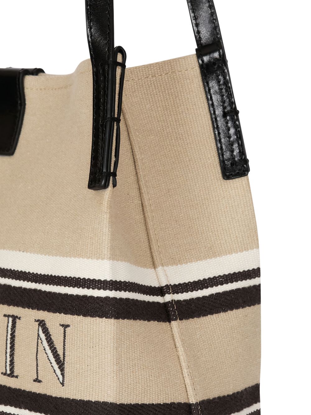 Balmain Medium Release Shopper Bag In Canvas And Calfskin