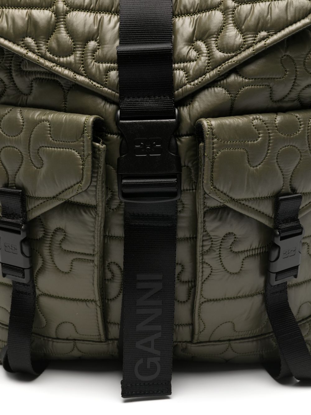 Ganni Quilted Flap-Pocket Backpack