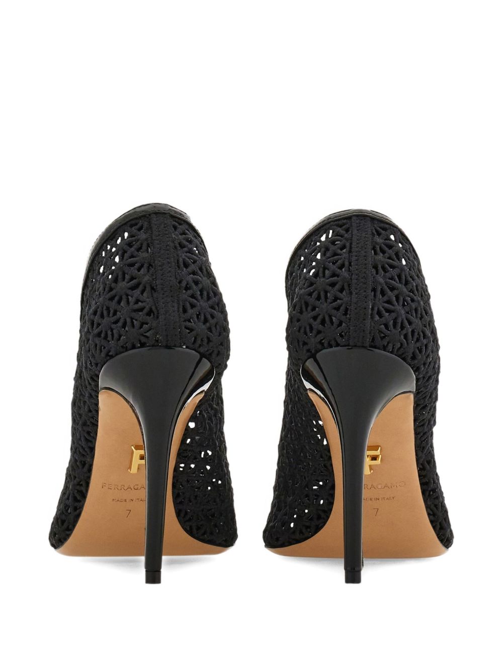 Ferragamo 90mm macramé pumps