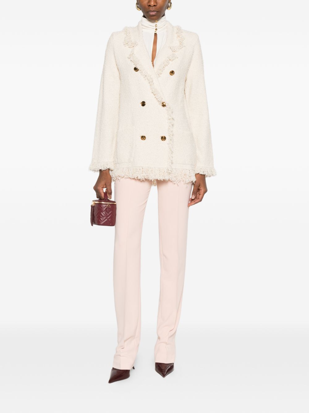 Elisabetta Franchi V-neck patch pockets Cotton double-breasted jacket