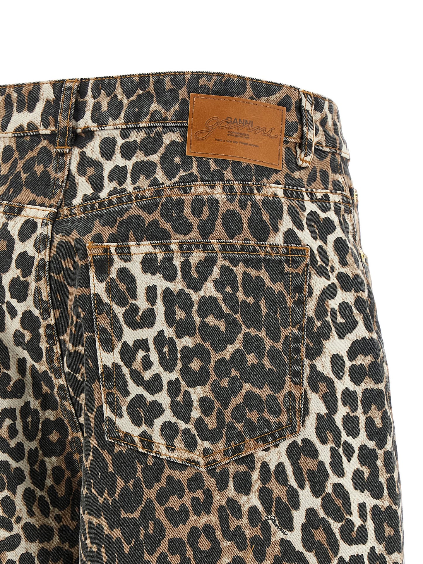 Ganni Leopard Printed Stary Jeans