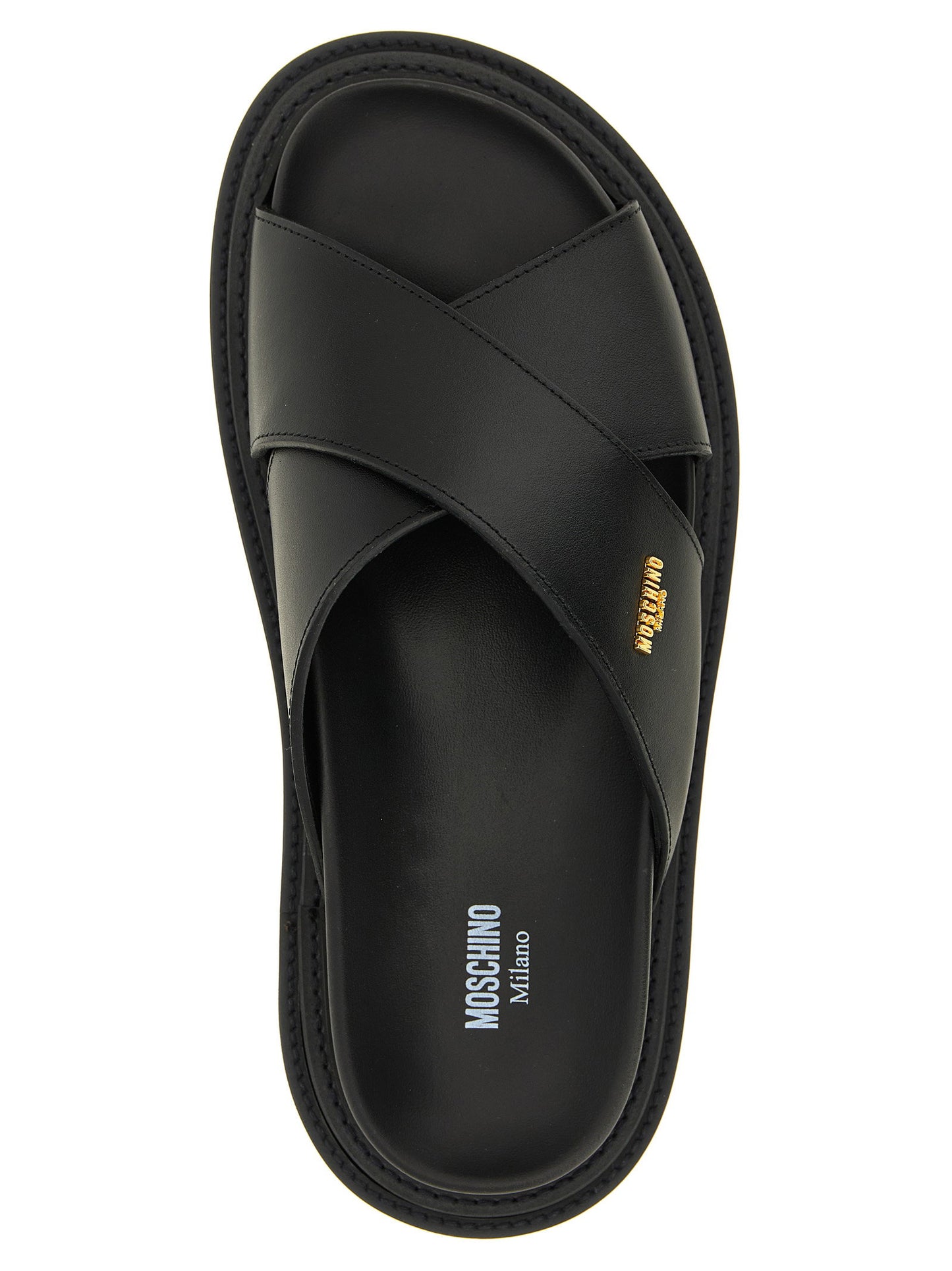 Moschino Leather Sabots With Logo