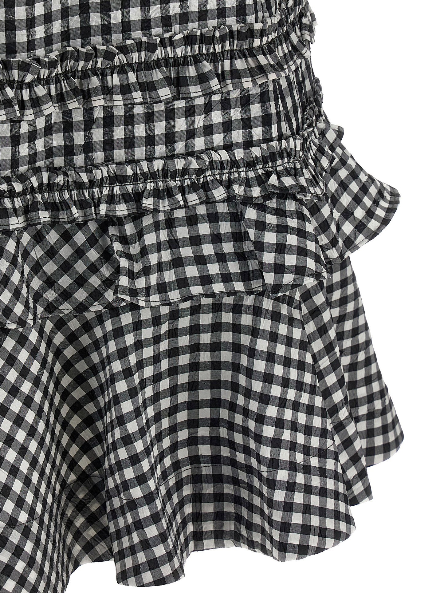 Ganni Crinkled Check Mini Dress