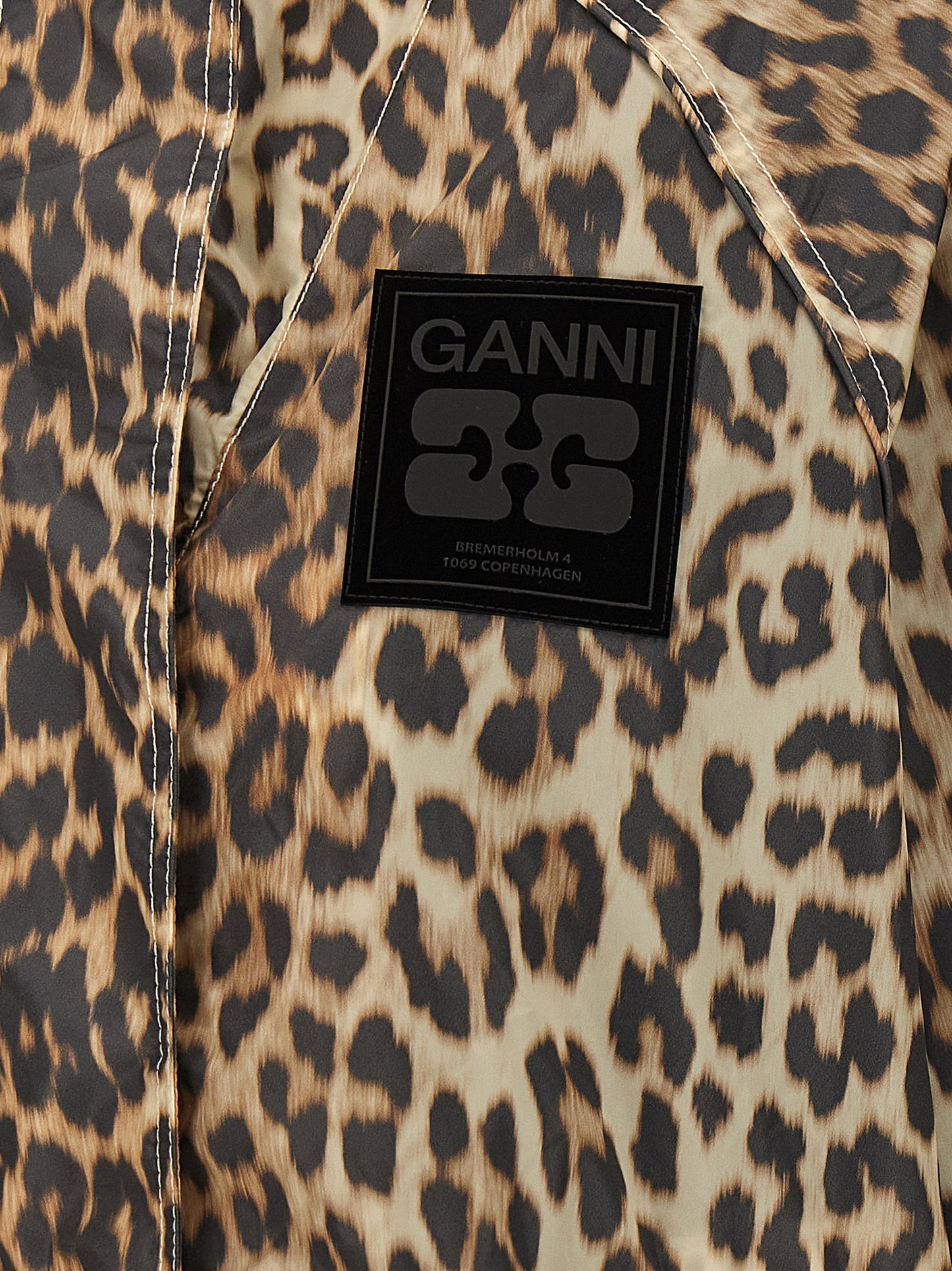 Ganni Leopard Print Nylon Windbreaker