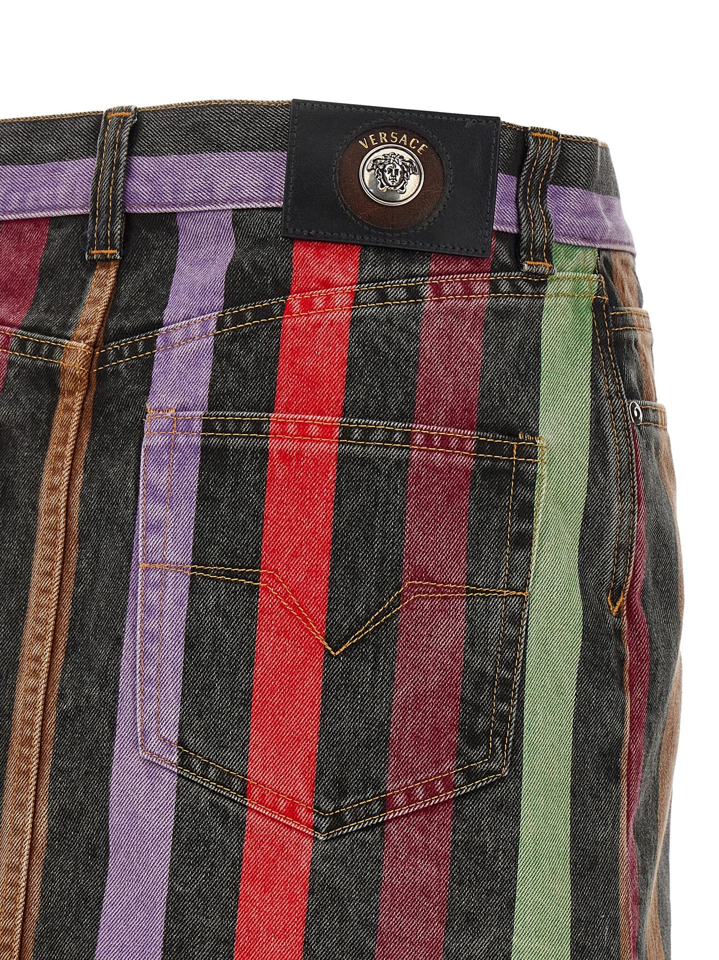 Versace Striped Denim Skirt