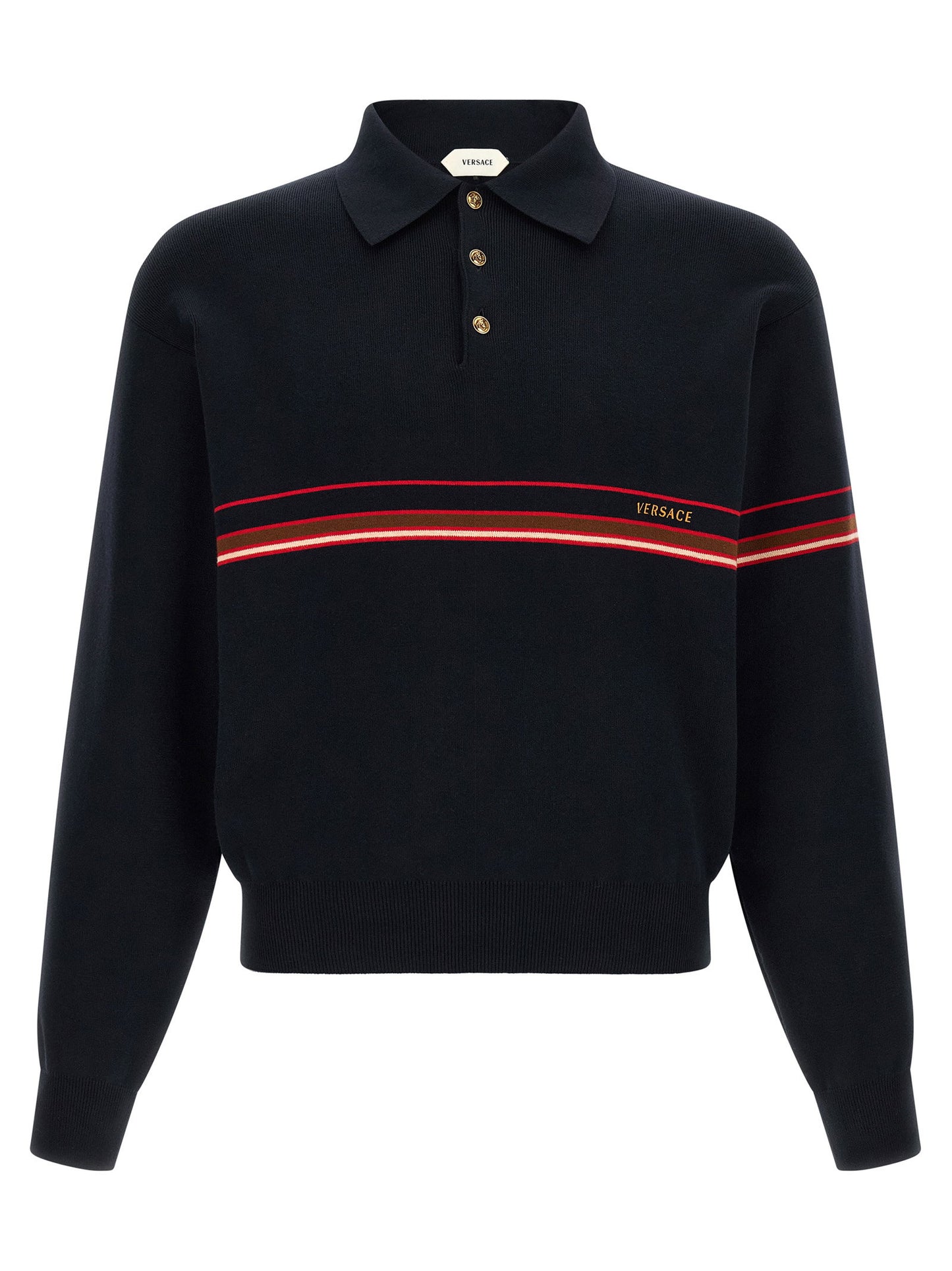 Versace Inlaid Striped Polo Shirt