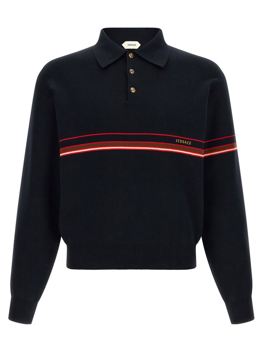 Versace Inlaid Striped Polo Shirt