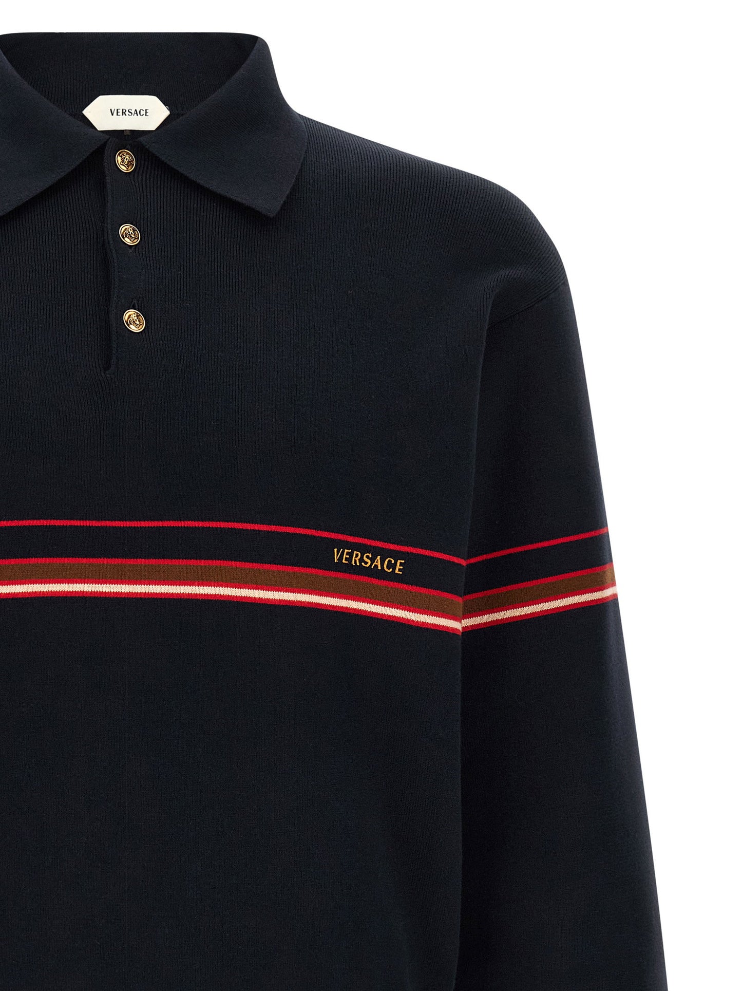 Versace Inlaid Striped Polo Shirt