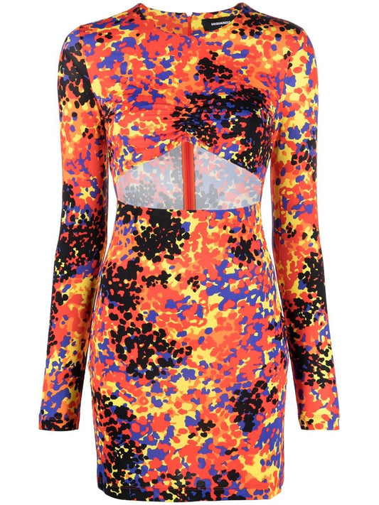 Dsquared2 Printed cut-out short dress