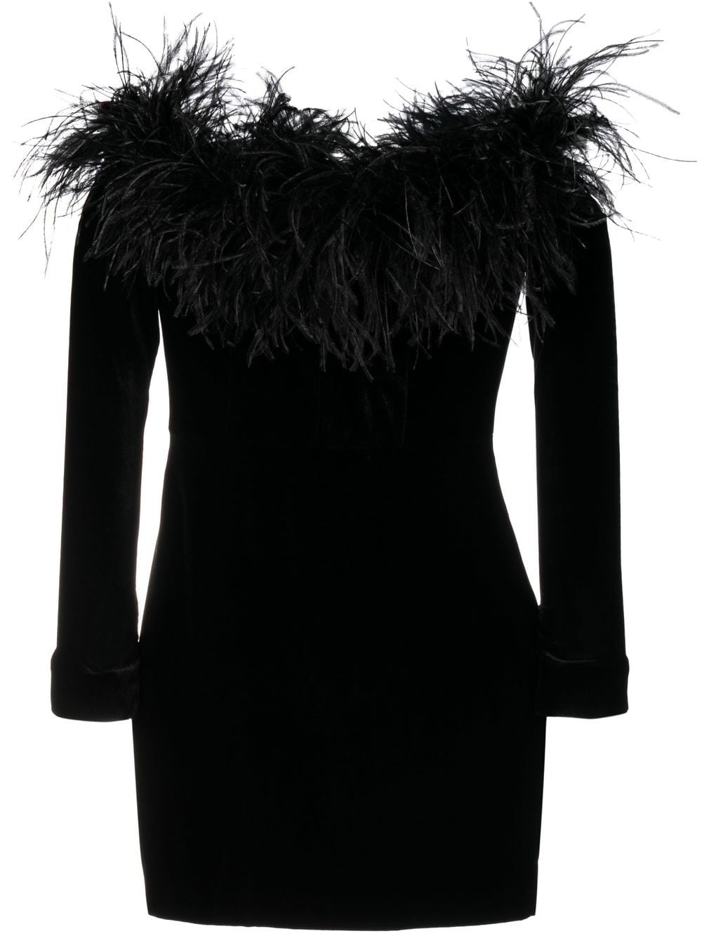 Alessandra Rich Feather detail velvet short dress