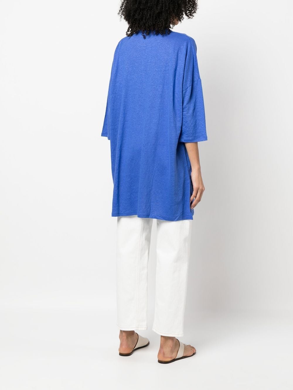 Majestic 3/4 Sleeve Linen Blend Tunic Dress