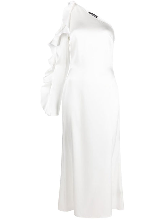 David Koma Ruffle detail one shoulder midi dress