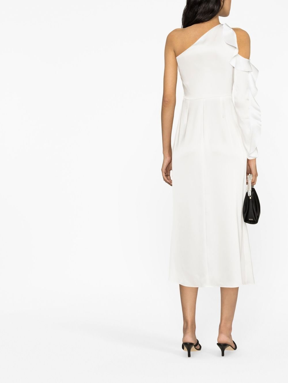 David Koma Ruffle detail one shoulder midi dress