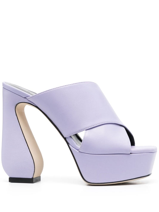 Si Rossi 130mm Platform Leather Mules