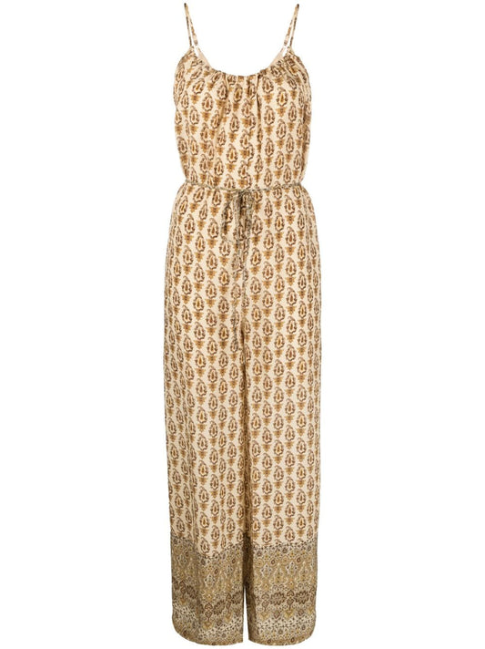 Gold Hawk Printed silk jumpsuit
