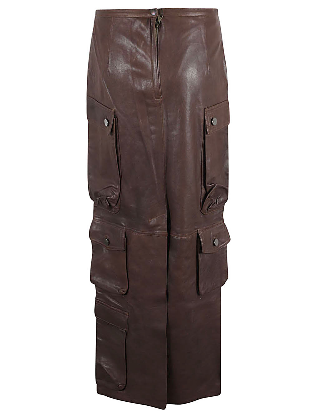 Fermas.Club Leather cargo long skirt