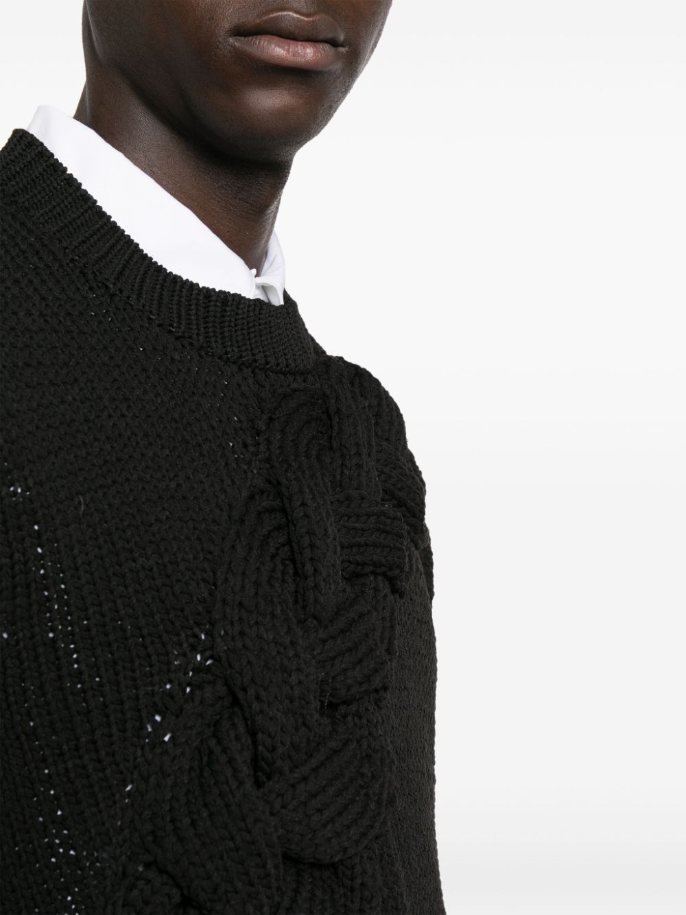 Homme Plus Cable-knit crewneck sweater