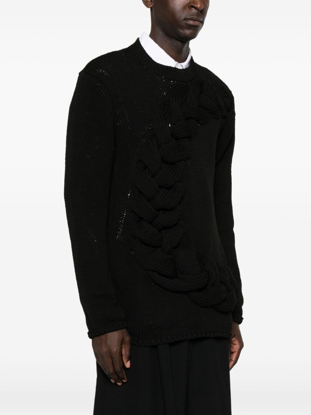 Homme Plus Cable-knit crewneck sweater