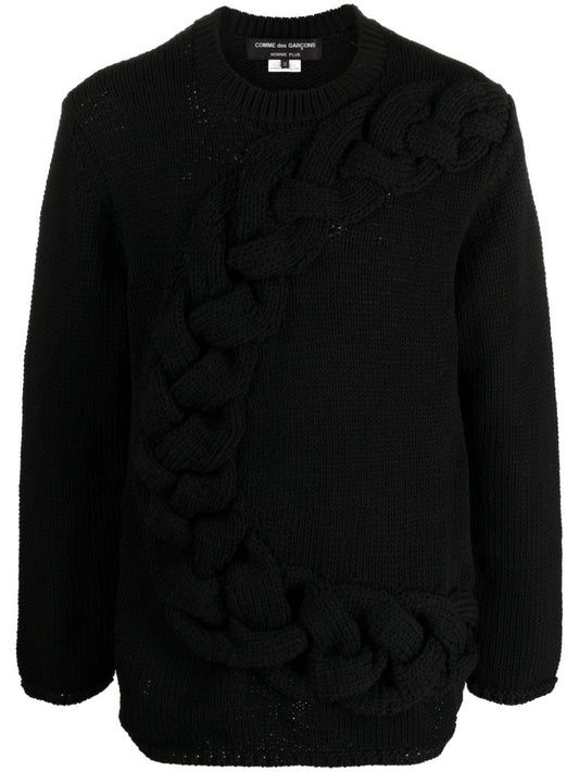 Homme Plus Cable-knit crewneck sweater