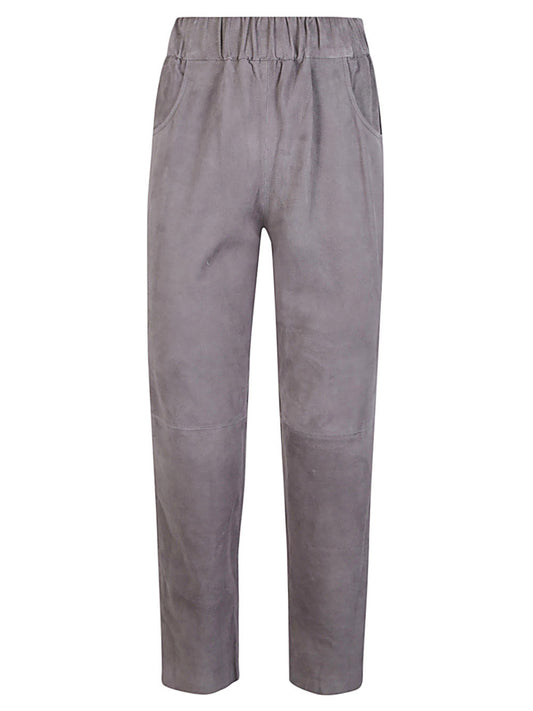 Via Masini 80 Elastic waist suede trousers