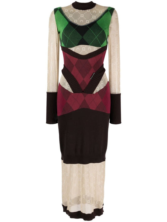 Marine Serre Regenerated lozenge-knit midi dress