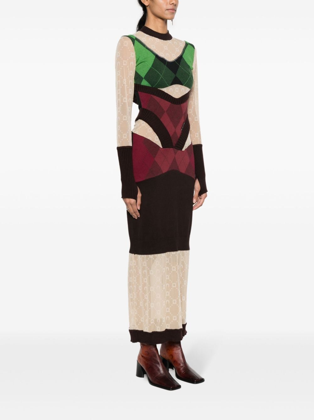 Marine Serre Regenerated lozenge-knit midi dress