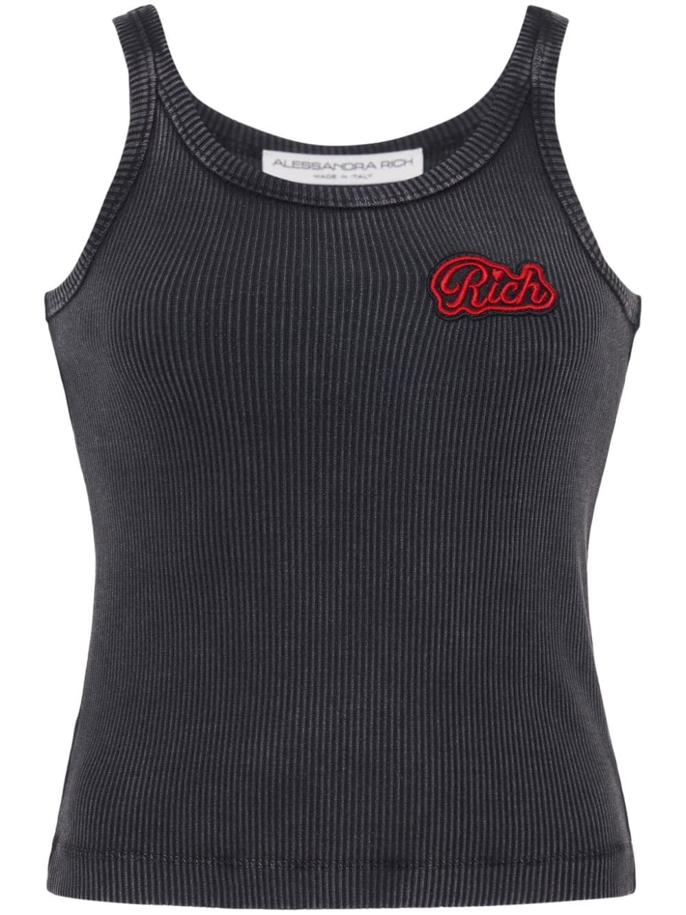 Alessandra Rich Logo ribbed cotton tank top