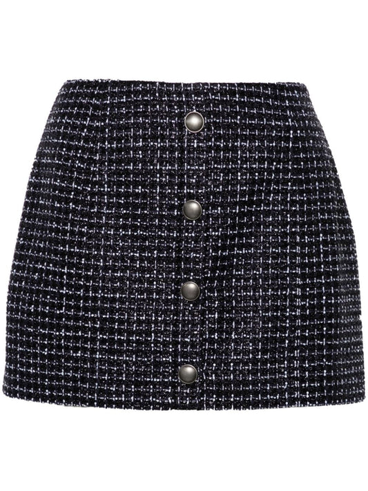 Alessandra Rich Sequin checked tweed mini skirt