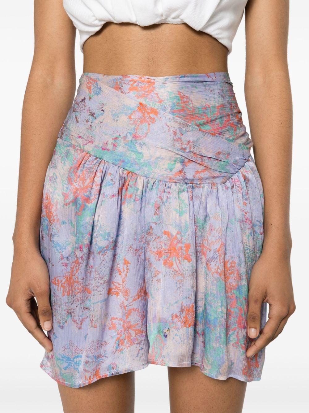 Iro Floral print silk mini skirt