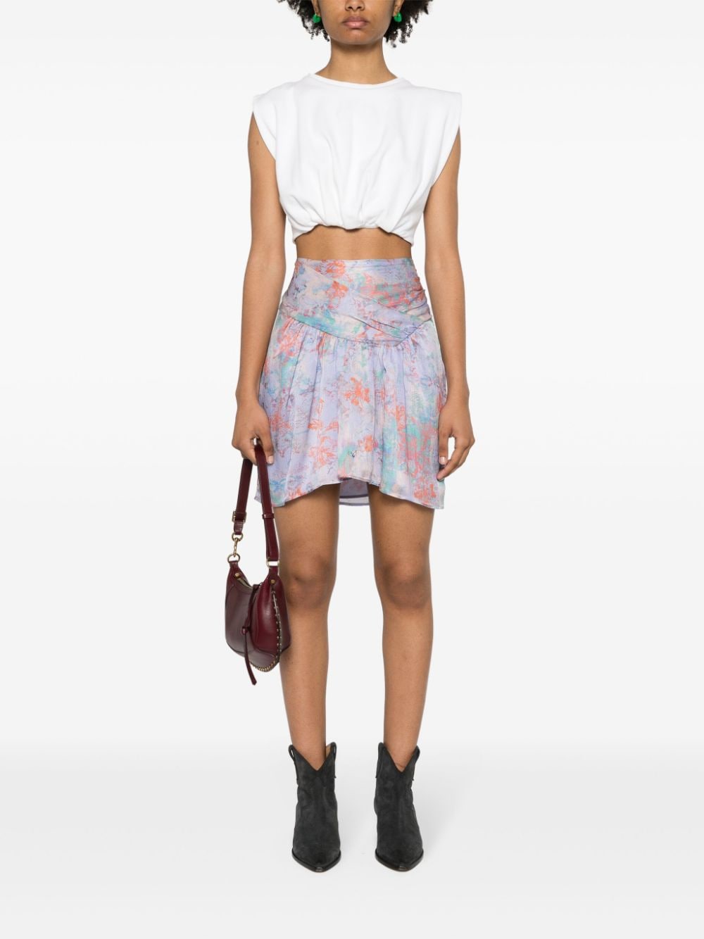 Iro Floral print silk mini skirt