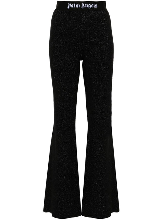 Palm Angels Logo lurex flared trousers