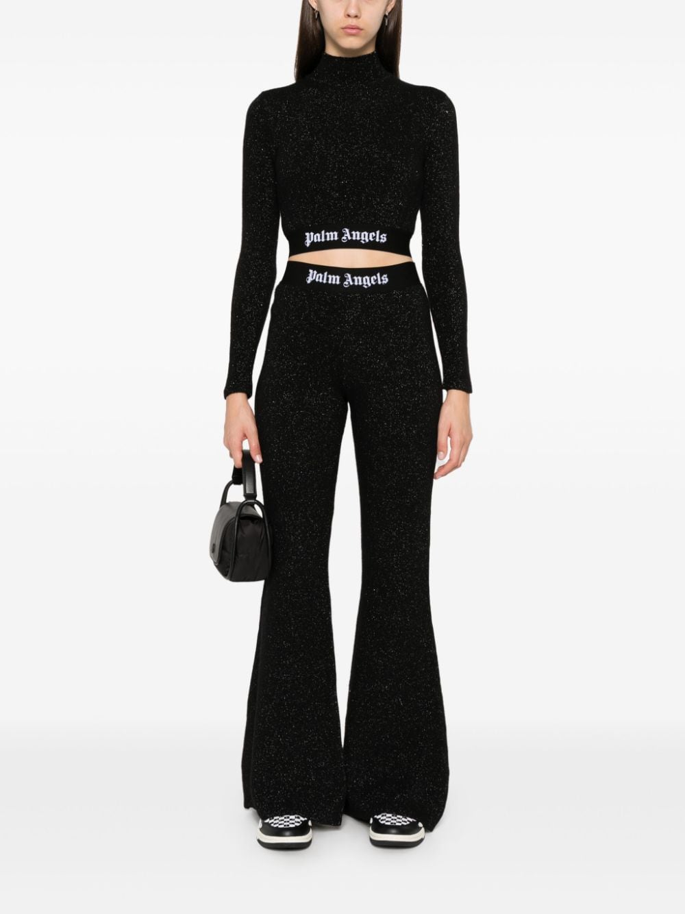 Palm Angels Logo lurex flared trousers