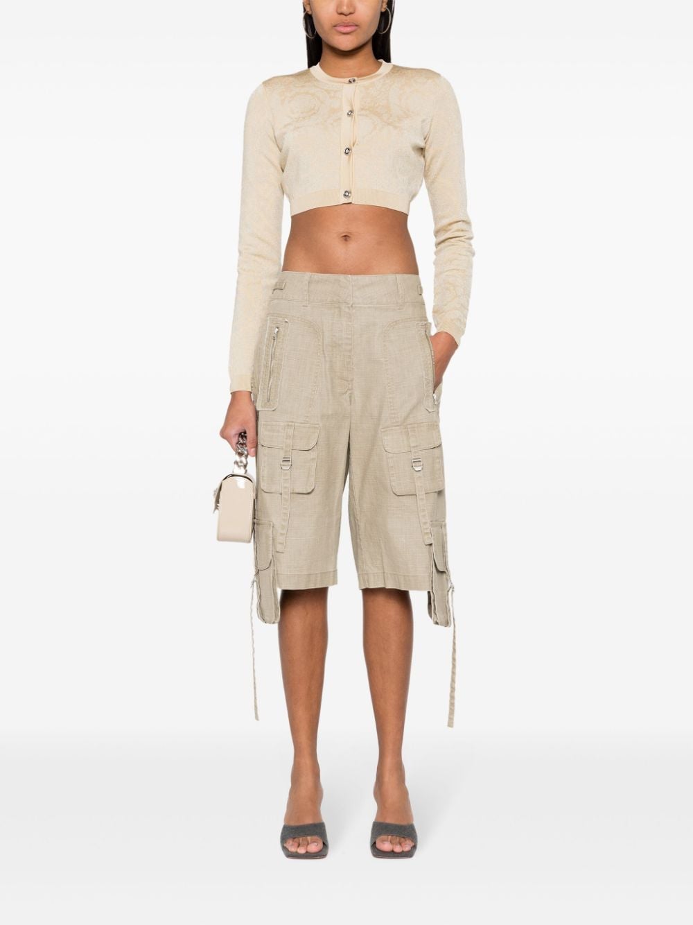 Versace Barocco lurex cropped cardigan