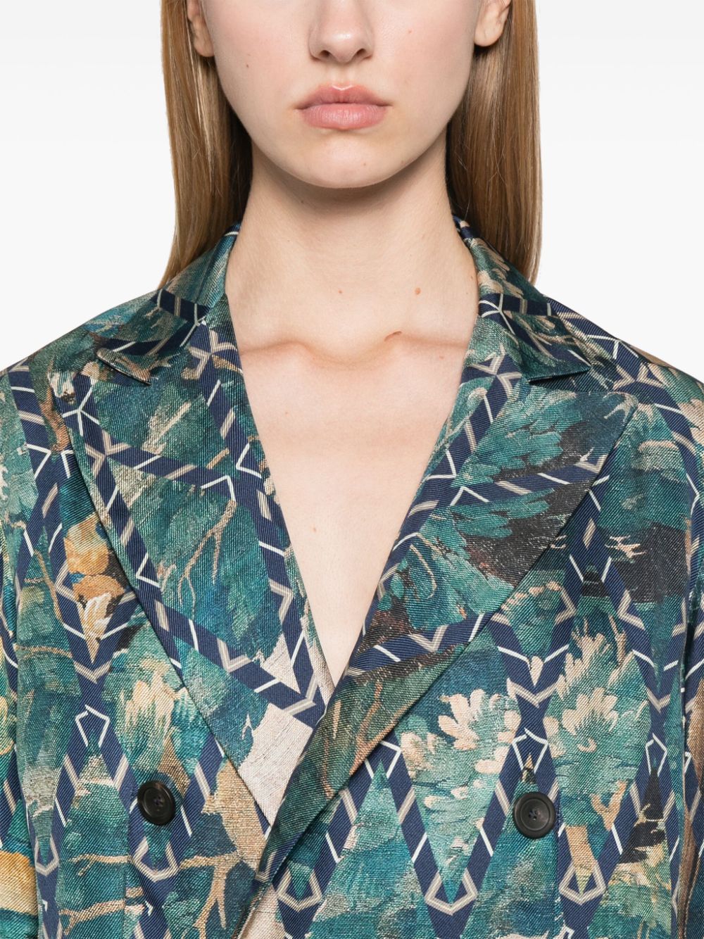 Pierre Louis Mascia English rear vents straight hem Printed silk jacket
