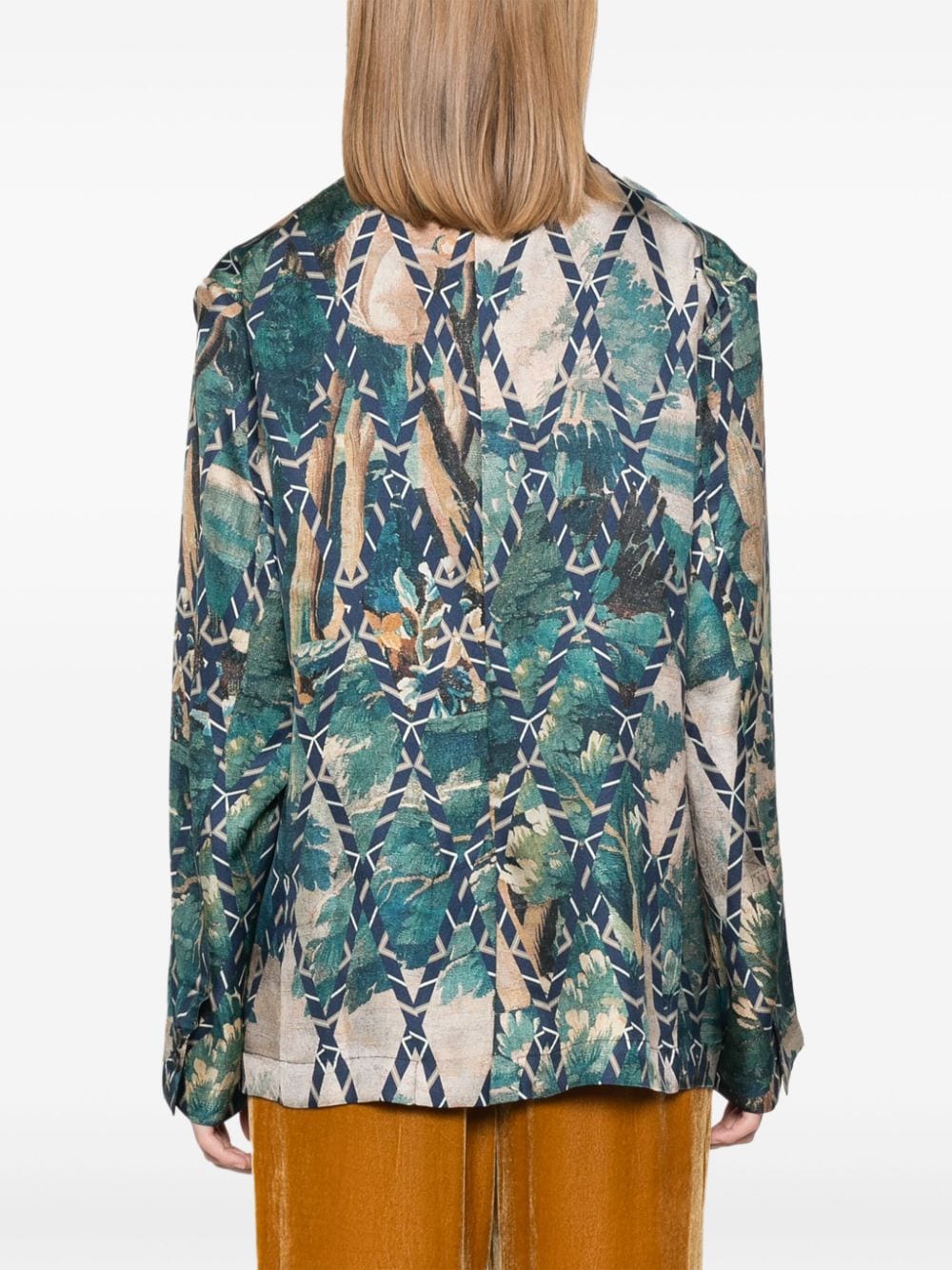 Pierre Louis Mascia English rear vents straight hem Printed silk jacket