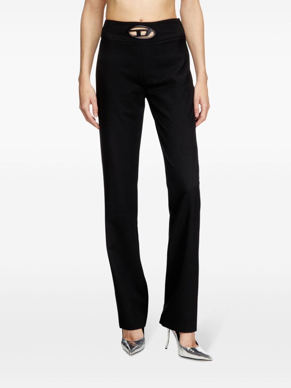 Diesel Oval D logo plaque high-waisted Wool blend trousers