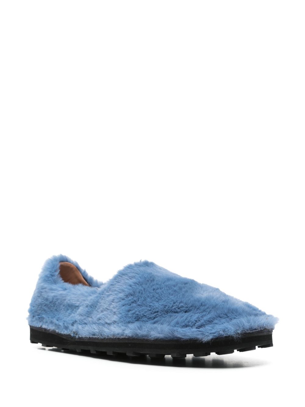 Marni Blue Faux Fur Slip-On Loafers