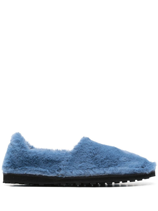 Marni Blue Faux Fur Slip-On Loafers