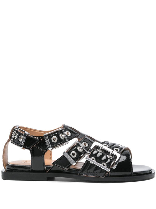 Ganni eyelet-detailing sandals
