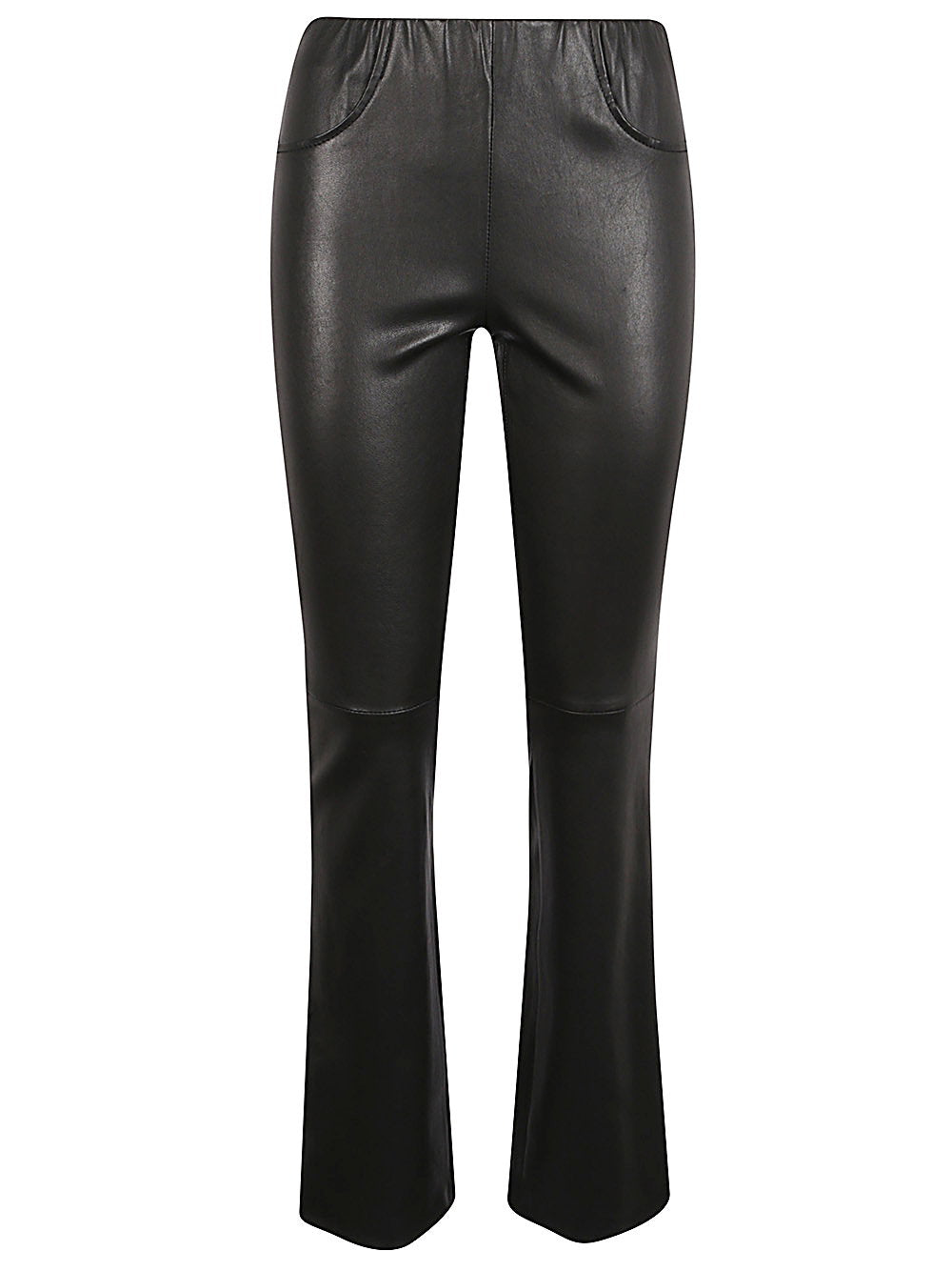 Via Masini 80 Leather flared leg trousers