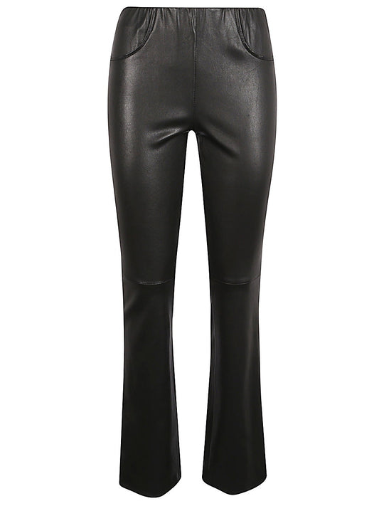 Via Masini 80 Leather flared leg trousers