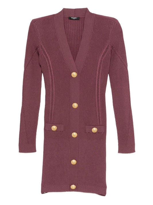 Balmain V-Neck Knitted Mini Dress