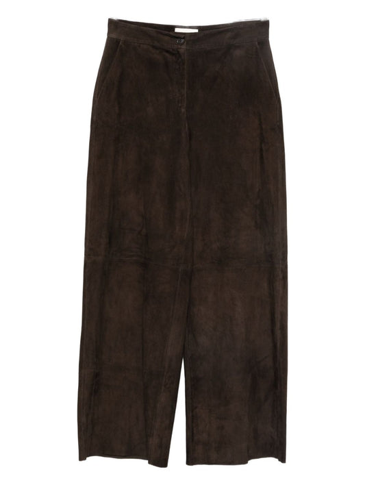 Via Masini 80 Leather wide-leg trousers