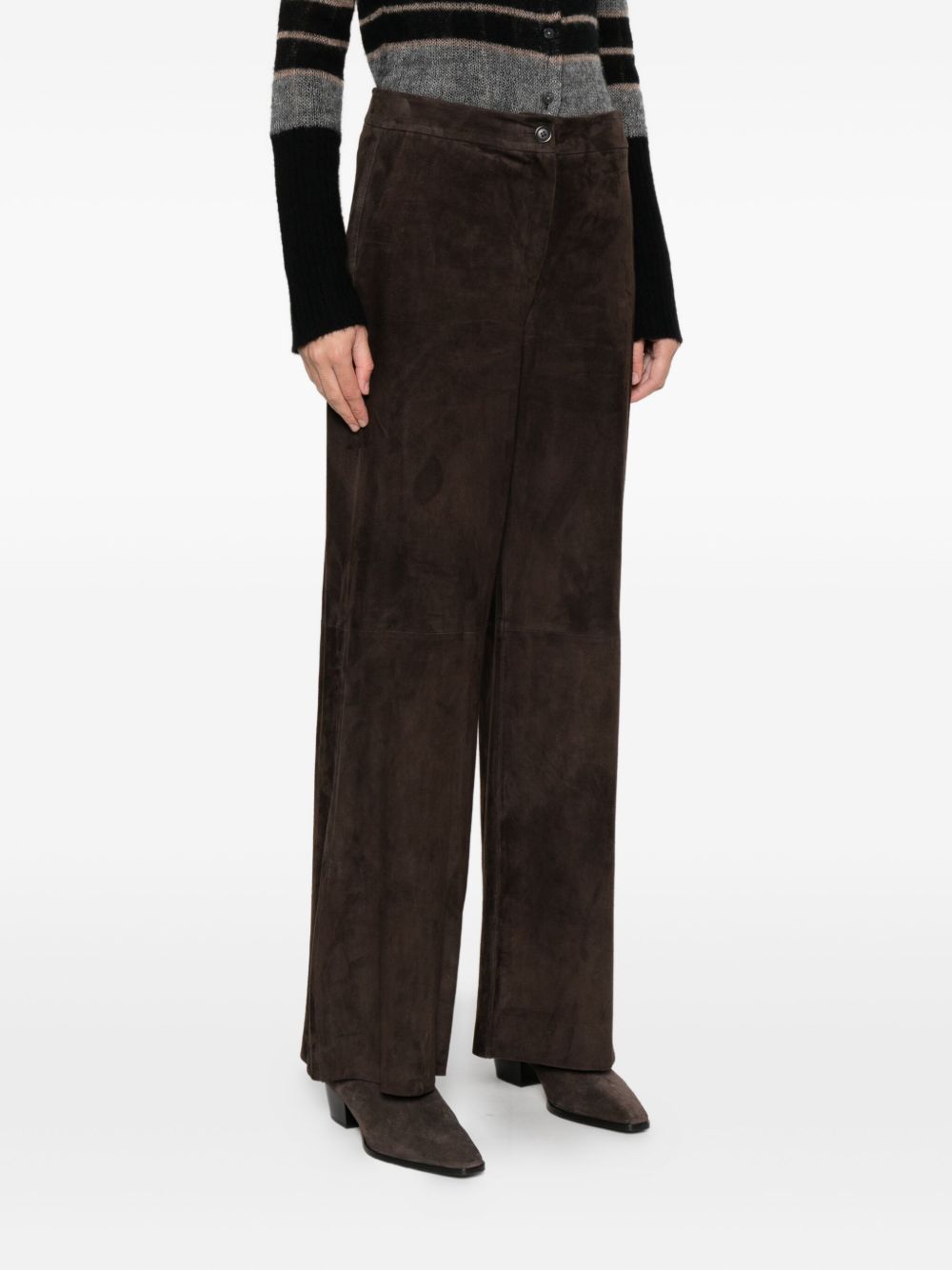 Via Masini 80 Leather wide-leg trousers