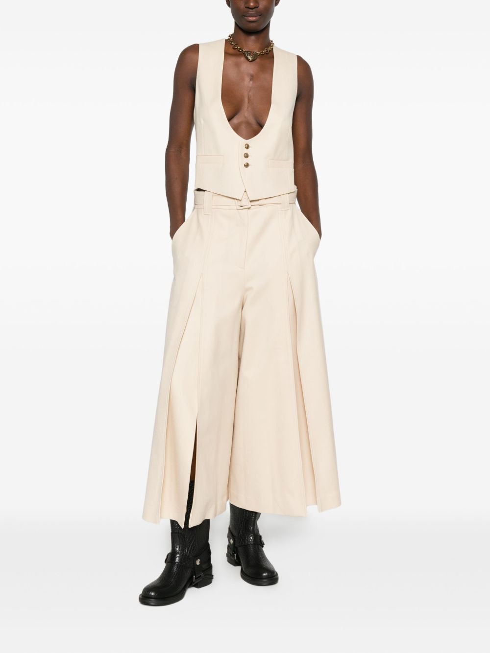 Zimmermann Belted Wide-Leg Wool Blend Trousers