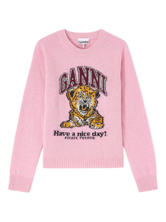 Ganni Wool crewneck sweater